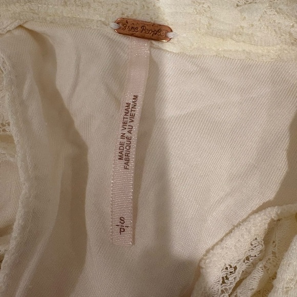 Free People Ivory Lace Long Sleeve Open Back Shirt Size S EUC Jasmine Tea Time - Picture 3 of 6